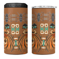 Terracotta Batik Papua-inspired Pattern 4 in 1 Can Cooler Tumbler LT9 One Size: 16 oz Gold - Polynesian Pride