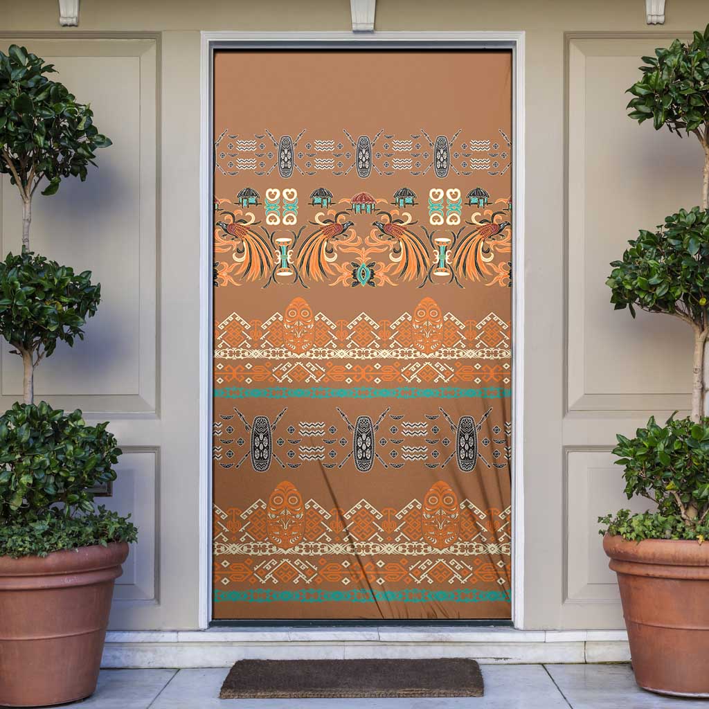 Terracotta Batik Papua-inspired Pattern Door Cover LT9 Gold - Polynesian Pride
