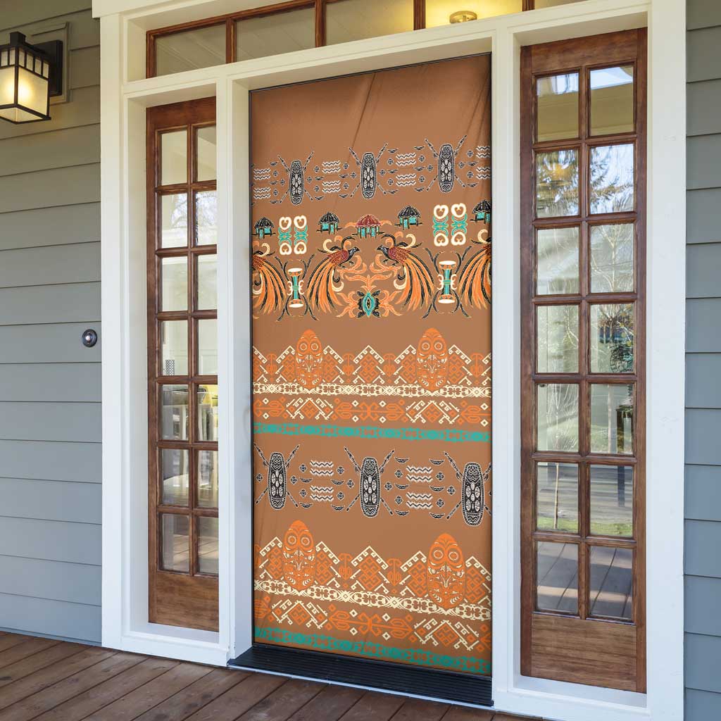 Terracotta Batik Papua-inspired Pattern Door Cover LT9 - Polynesian Pride