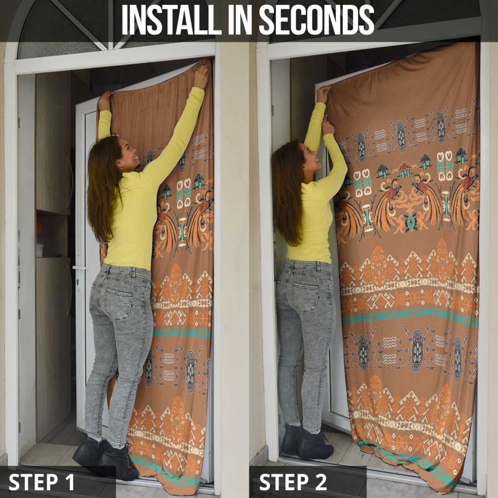 Terracotta Batik Papua-inspired Pattern Door Cover LT9 - Polynesian Pride