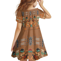 Terracotta Batik Papua-inspired Pattern Family Matching Off Shoulder Short Dress and Hawaiian Shirt LT9 - Polynesian Pride