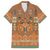 Terracotta Batik Papua-inspired Pattern Family Matching Off Shoulder Short Dress and Hawaiian Shirt - Polynesian Pride