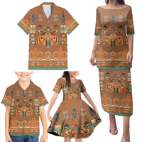 Terracotta Batik Papua-inspired Pattern Family Matching Puletasi and Hawaiian Shirt LT9 - Polynesian Pride
