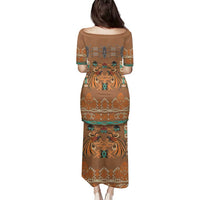 Terracotta Batik Papua-inspired Pattern Family Matching Puletasi and Hawaiian Shirt LT9 - Polynesian Pride