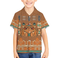 Terracotta Batik Papua-inspired Pattern Family Matching Puletasi and Hawaiian Shirt LT9 Son's Shirt Gold - Polynesian Pride