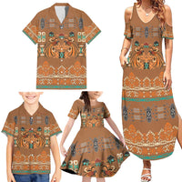 Terracotta Batik Papua-inspired Pattern Family Matching Summer Maxi Dress and Hawaiian Shirt LT9 - Polynesian Pride