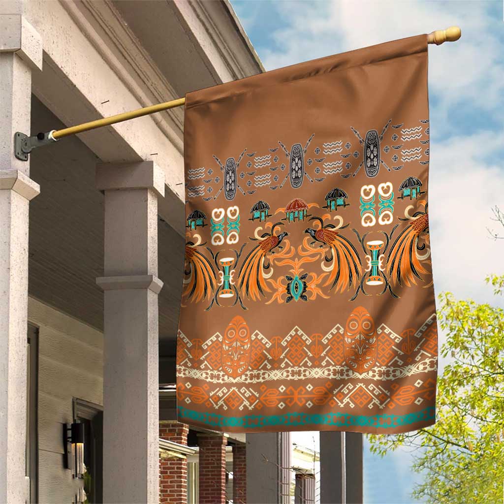 Terracotta Batik Papua-inspired Pattern Garden Flag - Polynesian Pride