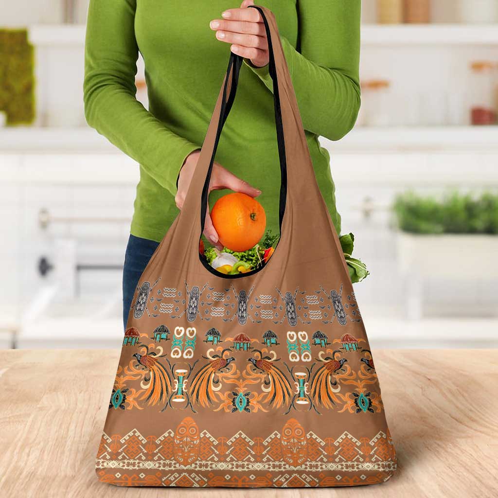 Terracotta Batik Papua-inspired Pattern Grocery Bag LT9 - Polynesian Pride