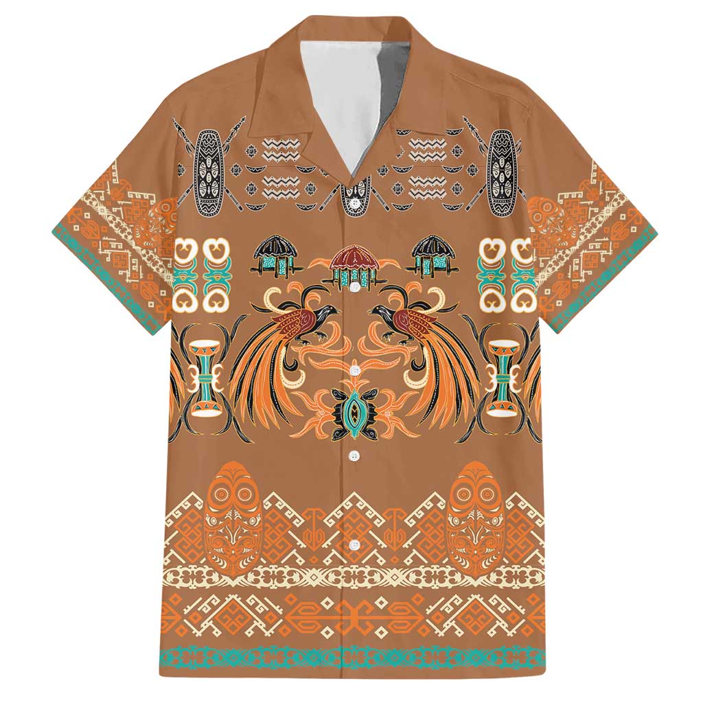Terracotta Batik Papua-inspired Pattern Hawaiian Shirt LT9 Gold - Polynesian Pride