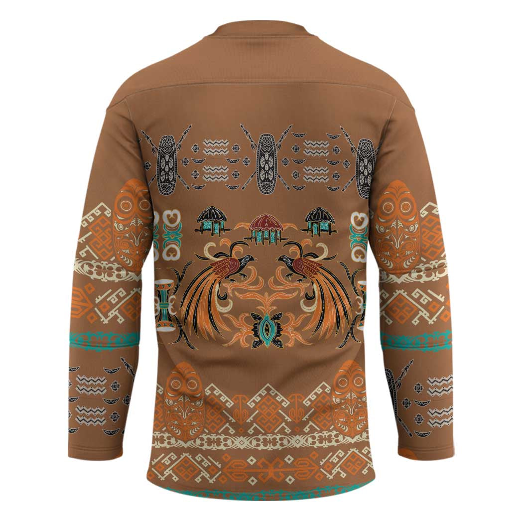 Terracotta Batik Papua-inspired Pattern Hockey Jersey - Polynesian Pride