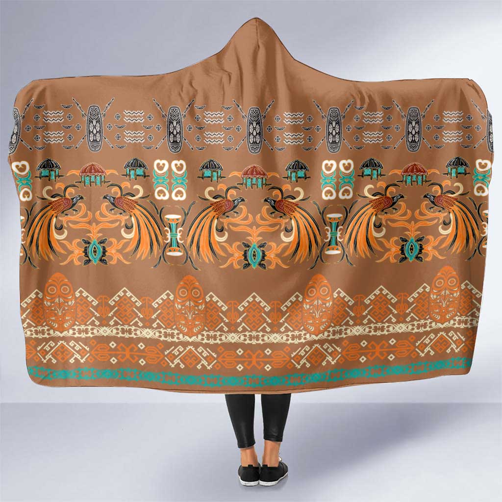 Terracotta Batik Papua-inspired Pattern Hooded Blanket - Polynesian Pride