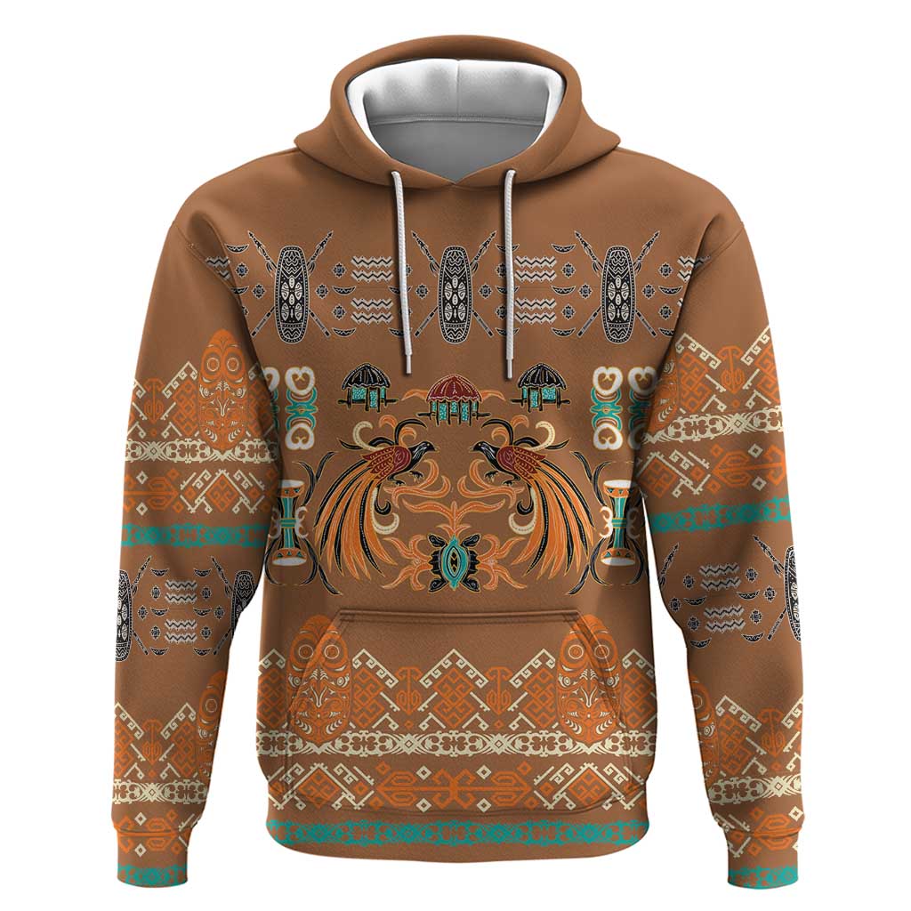 Terracotta Batik Papua-inspired Pattern Hoodie - Polynesian Pride