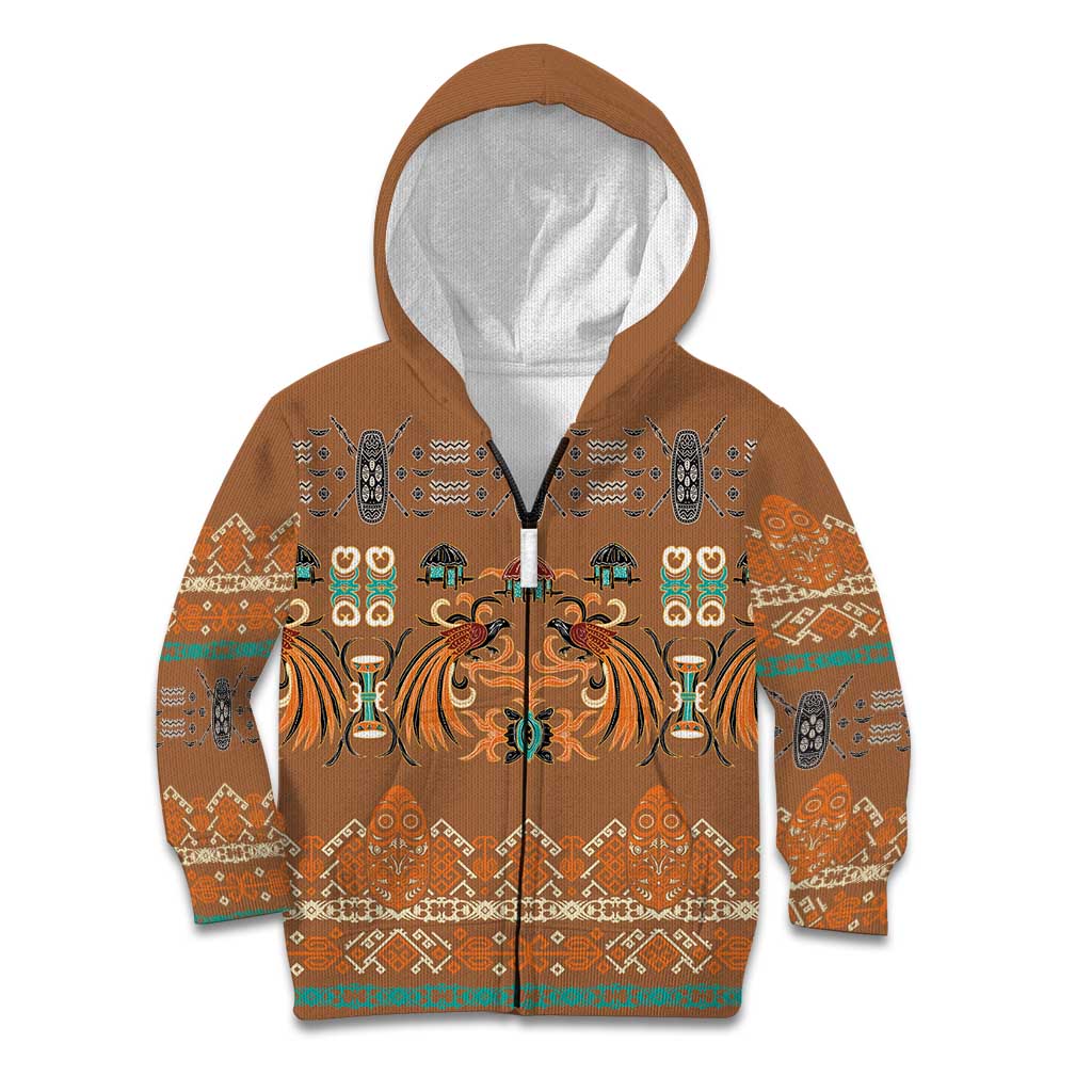 Terracotta Batik Papua-inspired Pattern Kid Hoodie - Polynesian Pride