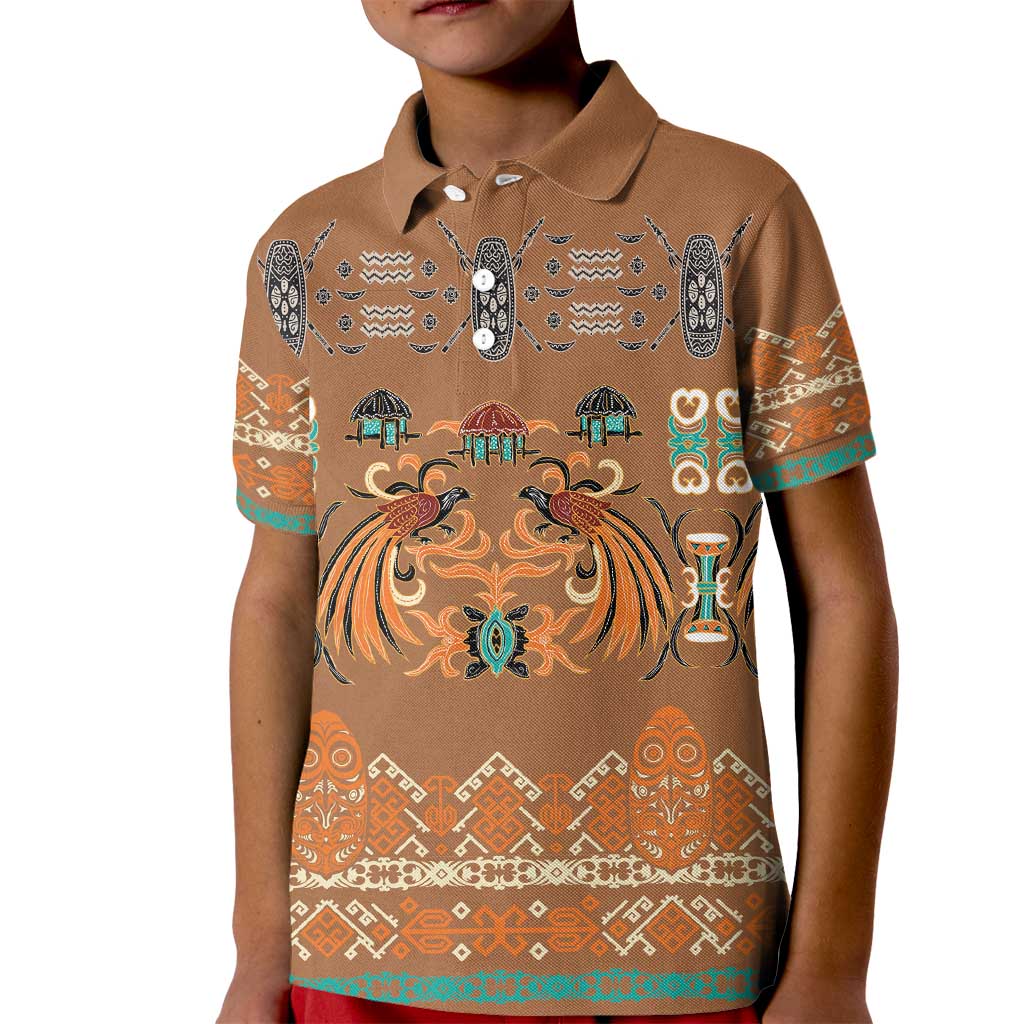 Terracotta Batik Papua-inspired Pattern Kid Polo Shirt - Polynesian Pride