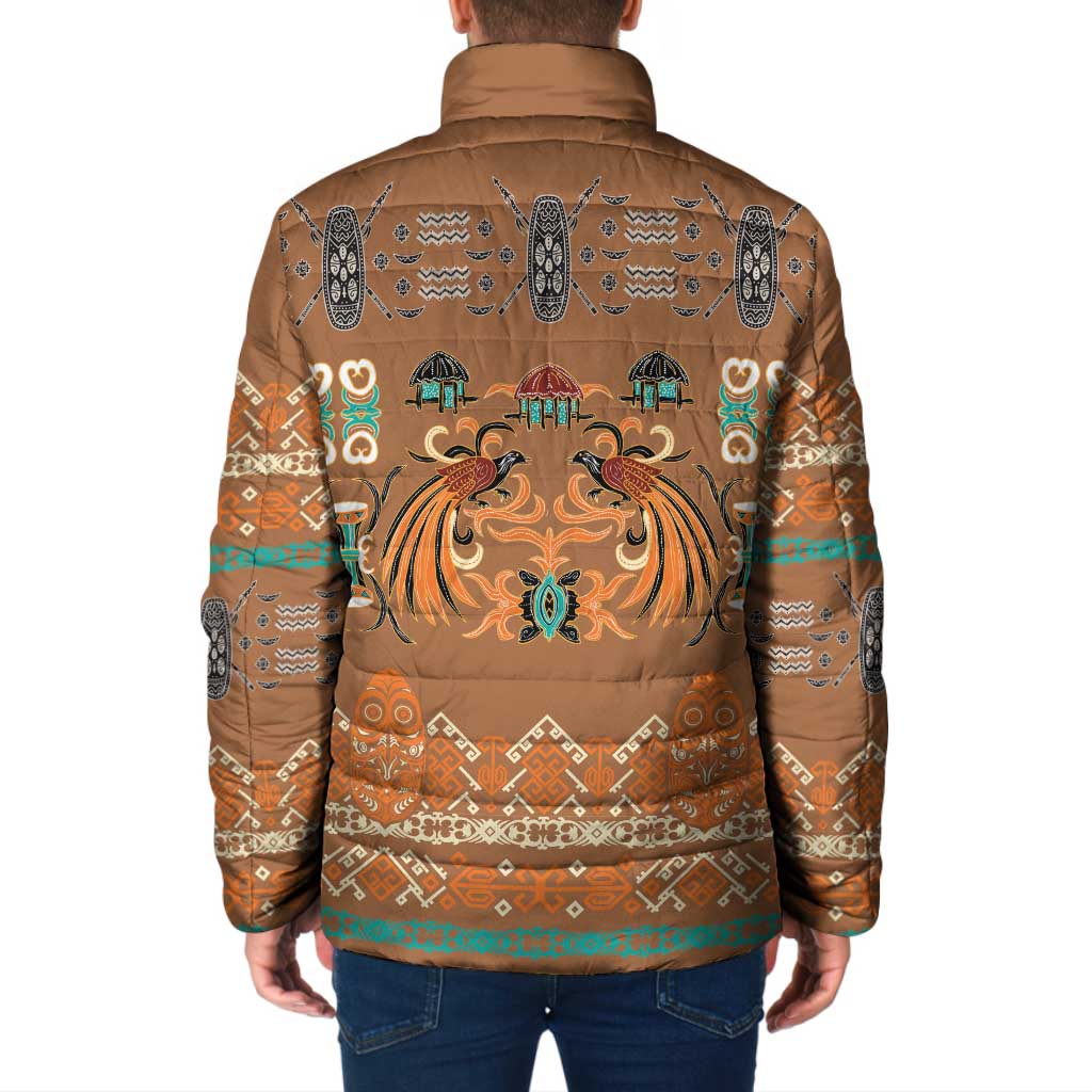 Terracotta Batik Papua-inspired Pattern Padded Jacket LT9 - Polynesian Pride