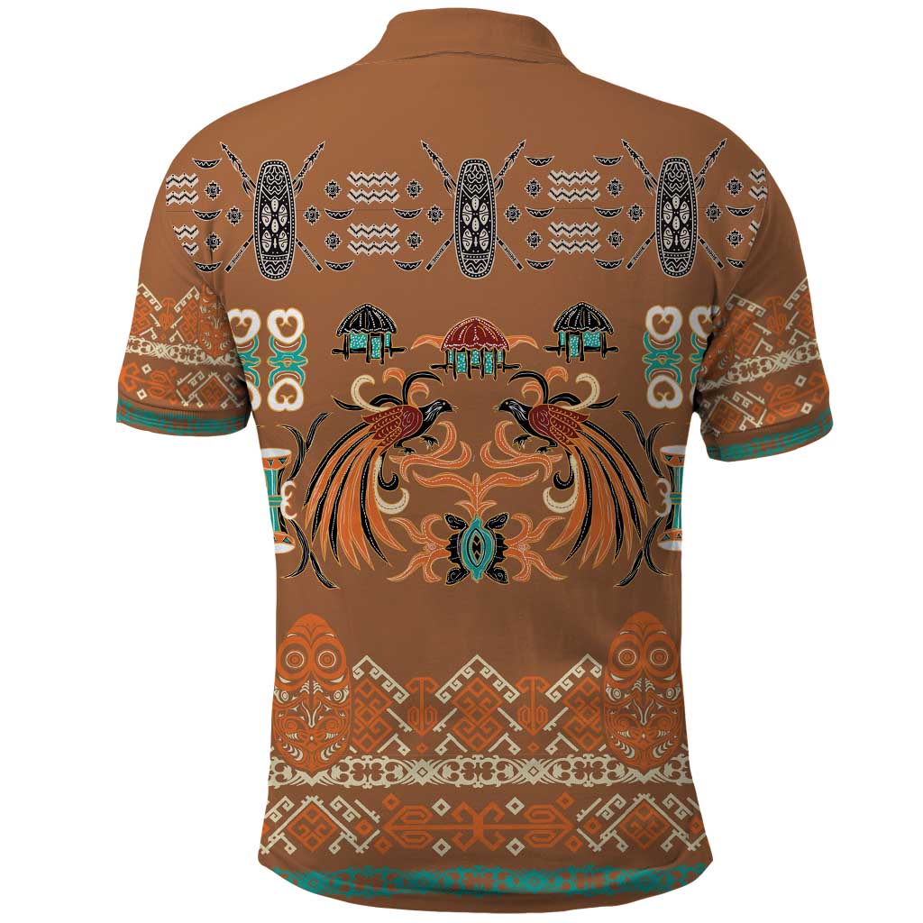 Terracotta Batik Papua-inspired Pattern Polo Shirt - Polynesian Pride