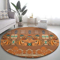 Terracotta Batik Papua-inspired Pattern Round Carpet - Polynesian Pride