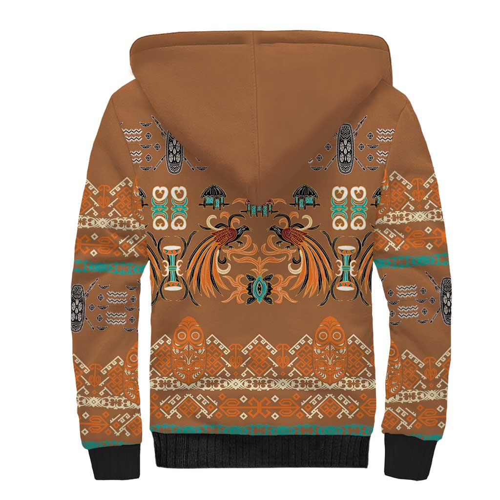 Terracotta Batik Papua-inspired Pattern Sherpa Hoodie LT9 - Polynesian Pride