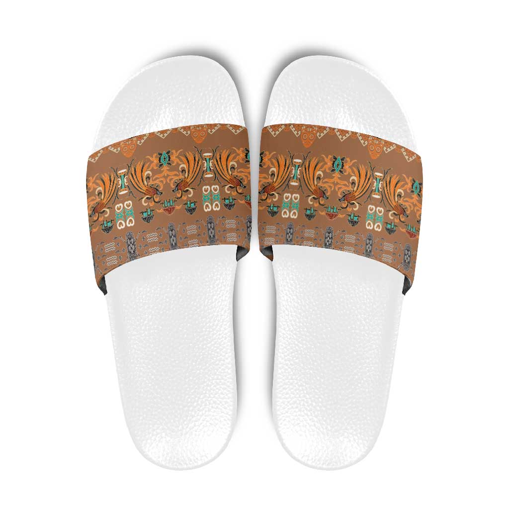 Terracotta Batik Papua-inspired Pattern Slide Sandals - Polynesian Pride