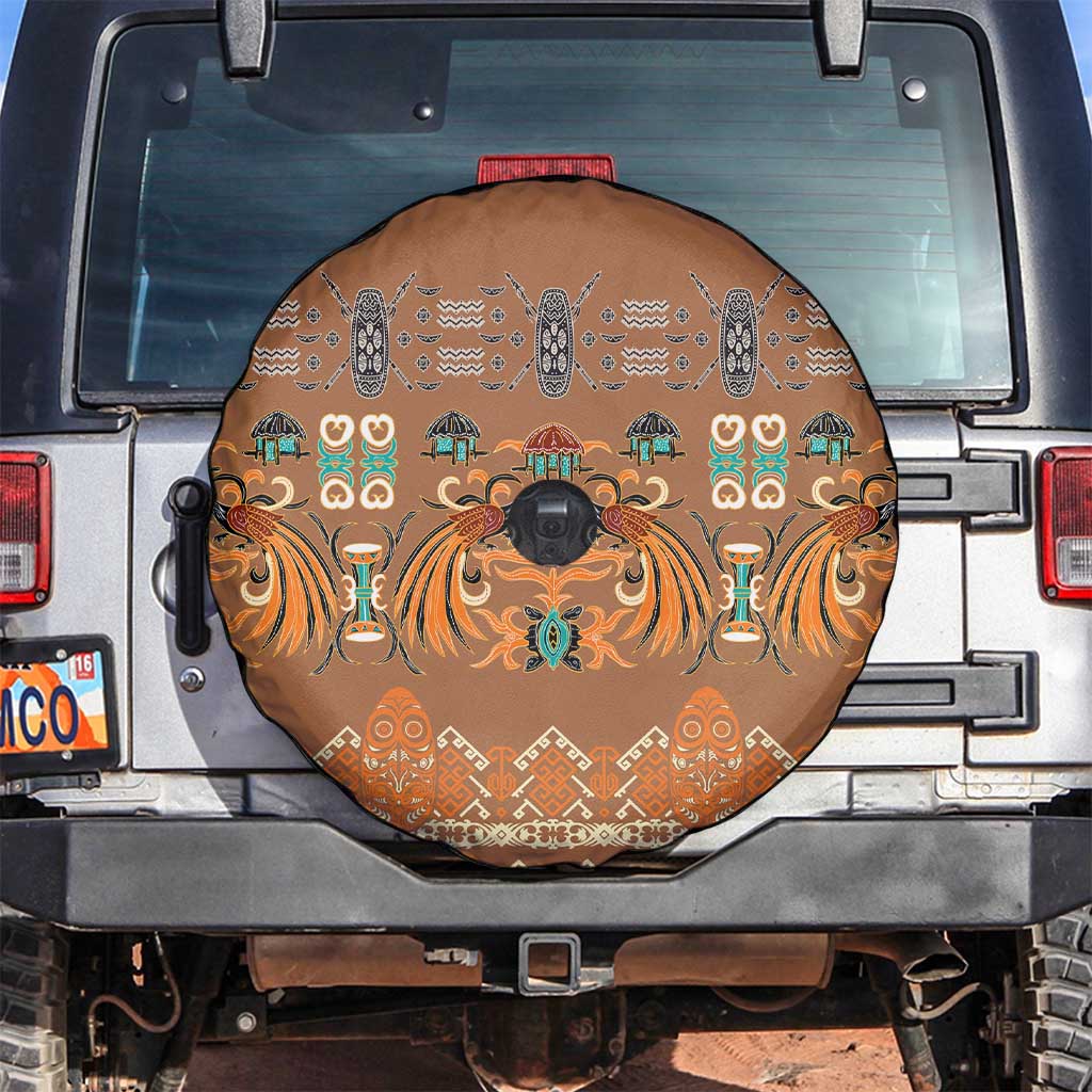Terracotta Batik Papua-inspired Pattern Spare Tire Cover - Polynesian Pride
