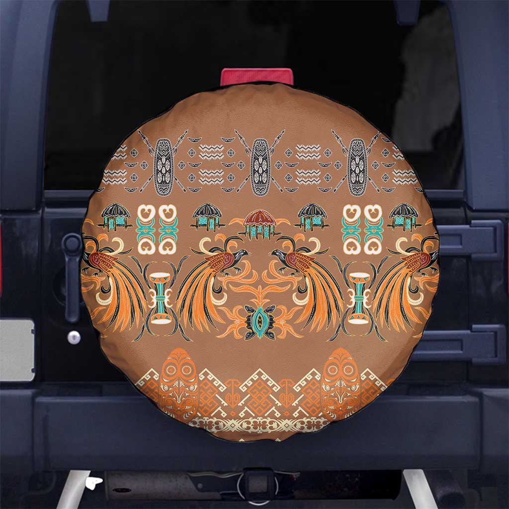 Terracotta Batik Papua-inspired Pattern Spare Tire Cover - Polynesian Pride