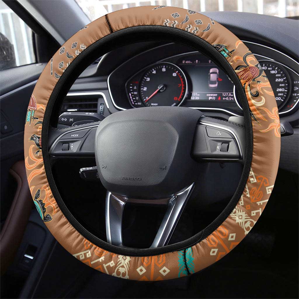 Terracotta Batik Papua-inspired Pattern Steering Wheel Cover LT9 - Polynesian Pride