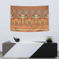 Terracotta Batik Papua-inspired Pattern Tapestry - Polynesian Pride