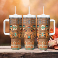 Terracotta Batik Papua-inspired Pattern Tumbler With Handle - Polynesian Pride