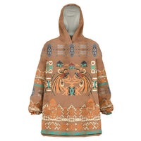 Terracotta Batik Papua-inspired Pattern Wearable Blanket Hoodie LT9 One Size Gold - Polynesian Pride