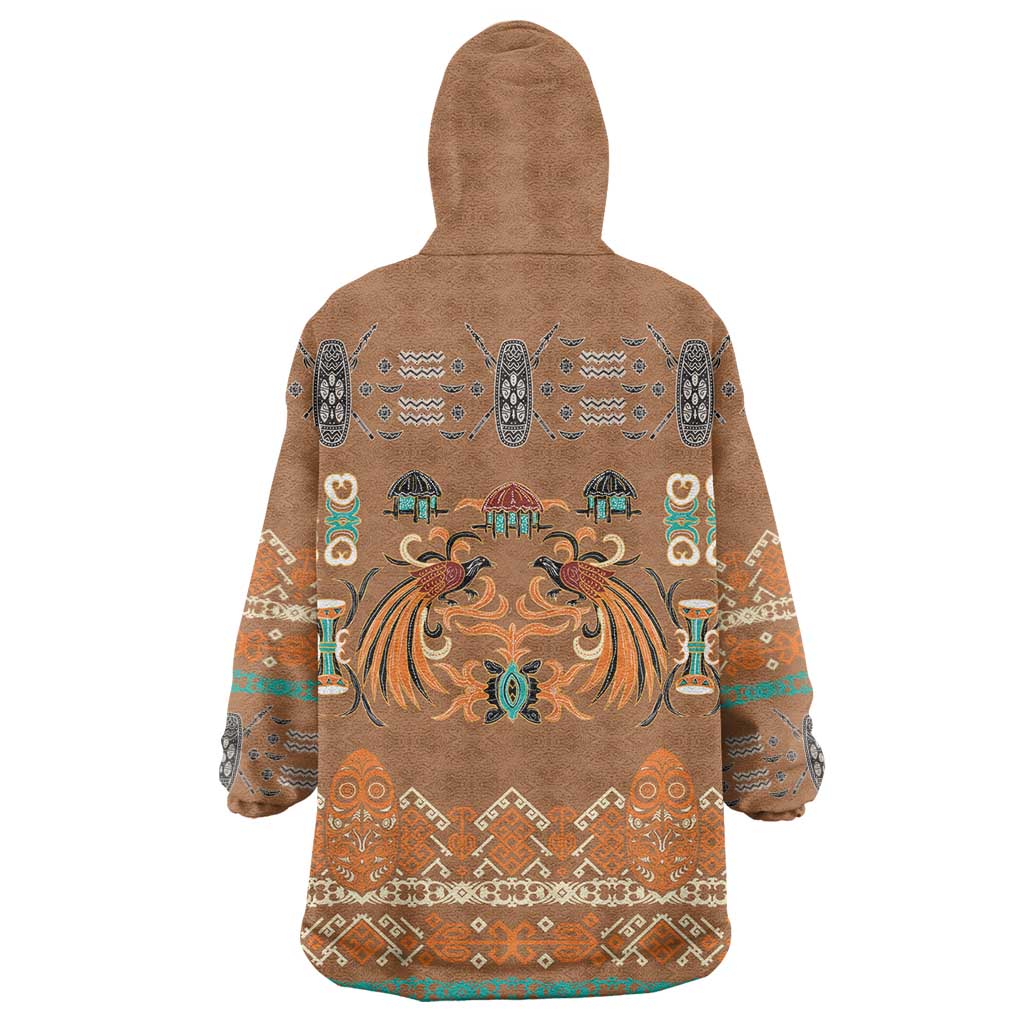 Terracotta Batik Papua-inspired Pattern Wearable Blanket Hoodie LT9 - Polynesian Pride