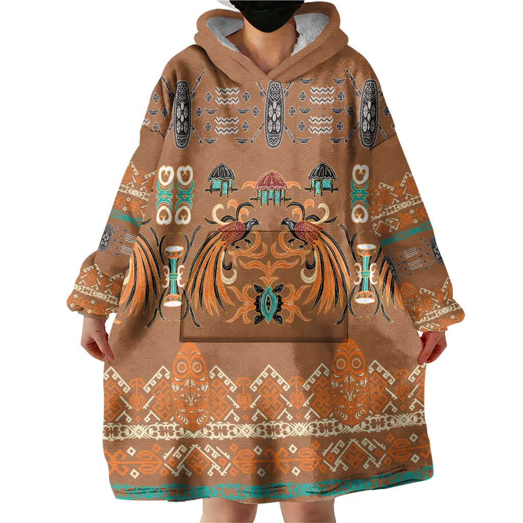 Terracotta Batik Papua-inspired Pattern Wearable Blanket Hoodie LT9 - Polynesian Pride