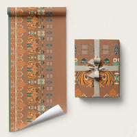 Terracotta Batik Papua-inspired Pattern Wrapping Paper LT9 58" × 23" Gold - Polynesian Pride