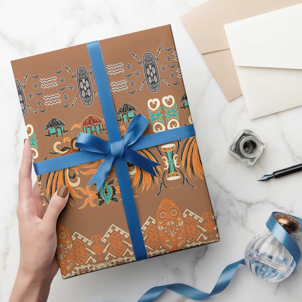 Terracotta Batik Papua-inspired Pattern Wrapping Paper LT9 - Polynesian Pride