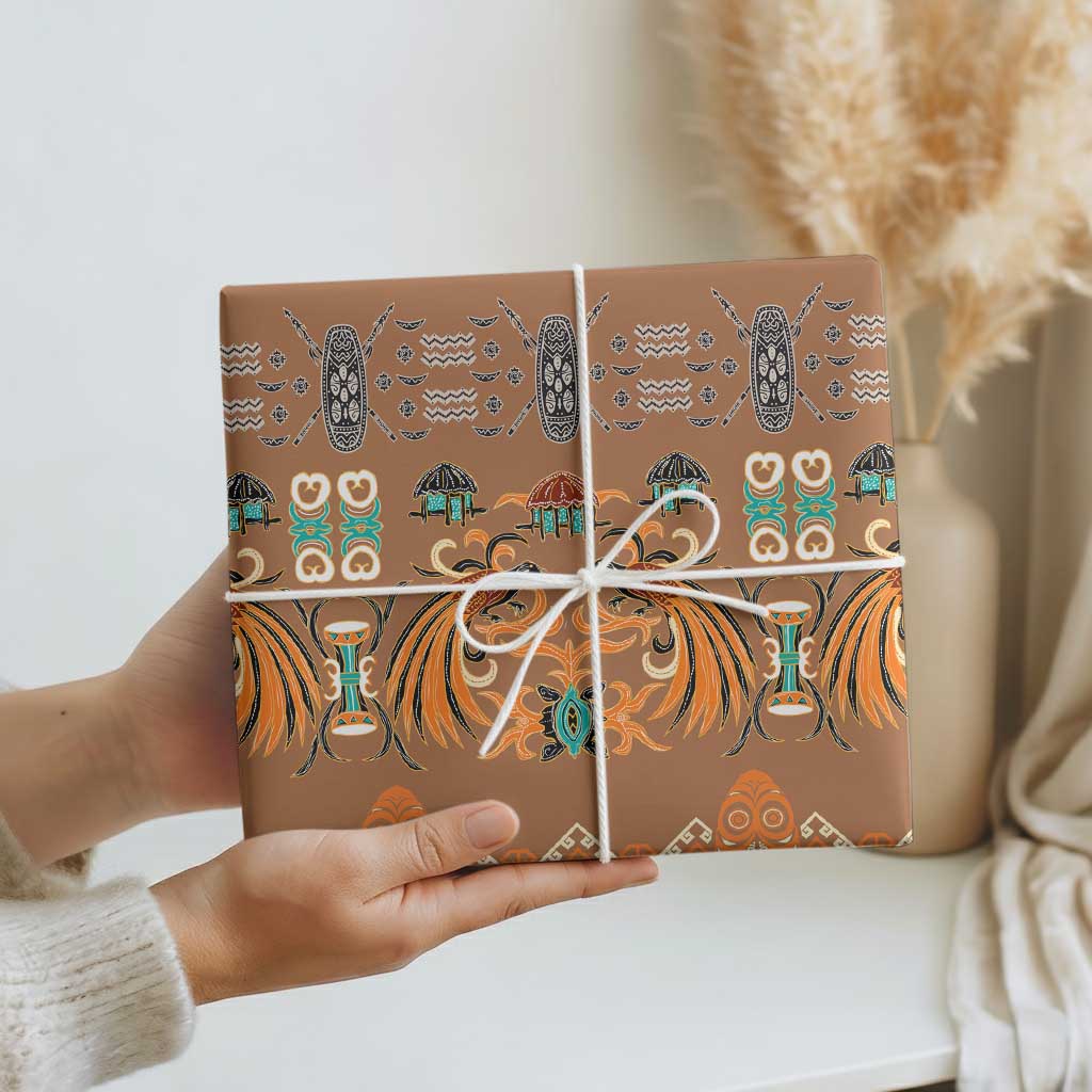 Terracotta Batik Papua-inspired Pattern Wrapping Paper LT9 - Polynesian Pride