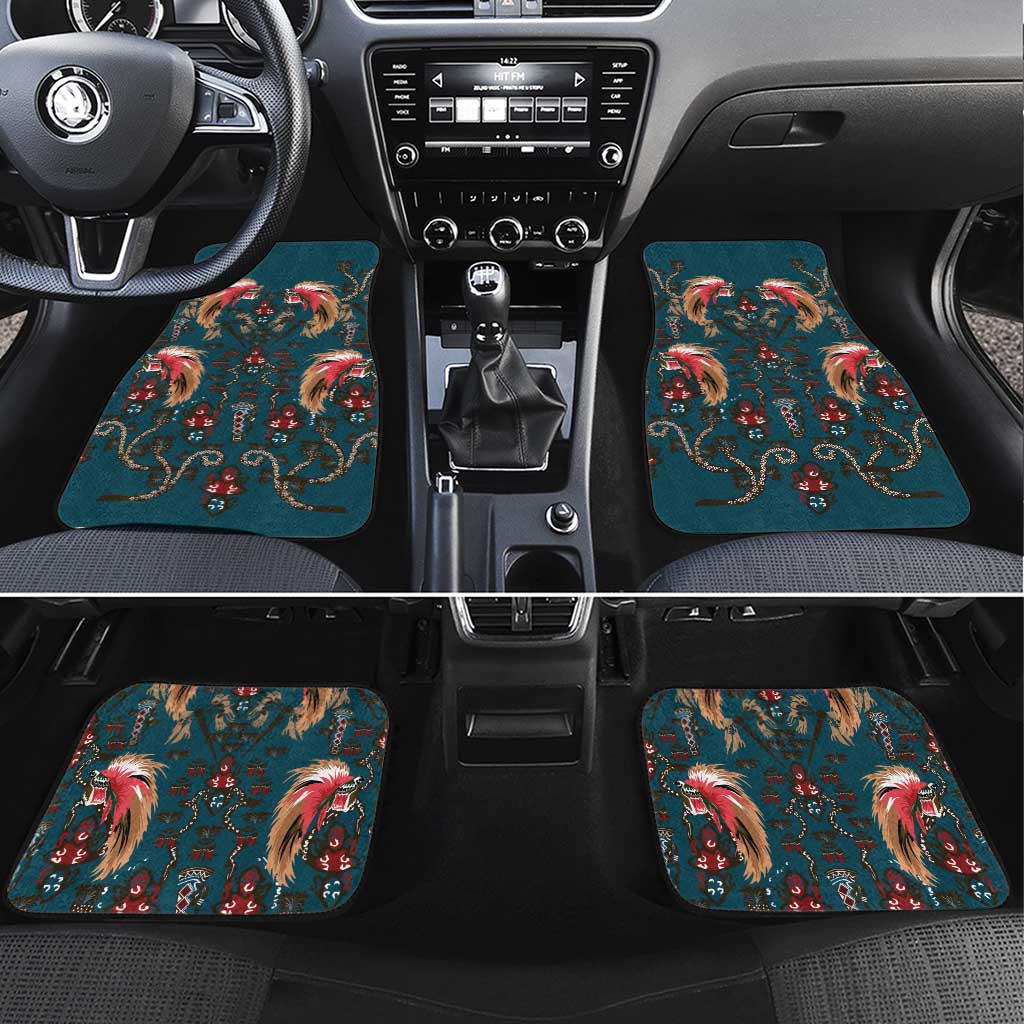 Dark Cyan Blue Bird of Batik Papua Car Mats Exotic Natural Wealth of Papua LT9 Set 4pcs Blue - Polynesian Pride