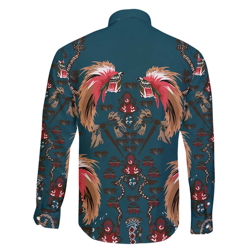 Dark Cyan Blue Bird of Batik Papua Family Matching Summer Maxi Dress and Hawaiian Shirt Exotic Natural Wealth of Papua - Polynesian Pride
