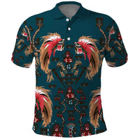 Dark Cyan Blue Bird of Batik Papua Polo Shirt Exotic Natural Wealth of Papua - Polynesian Pride