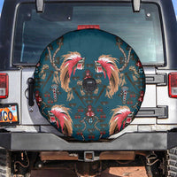 Dark Cyan Blue Bird of Batik Papua Spare Tire Cover Exotic Natural Wealth of Papua - Polynesian Pride