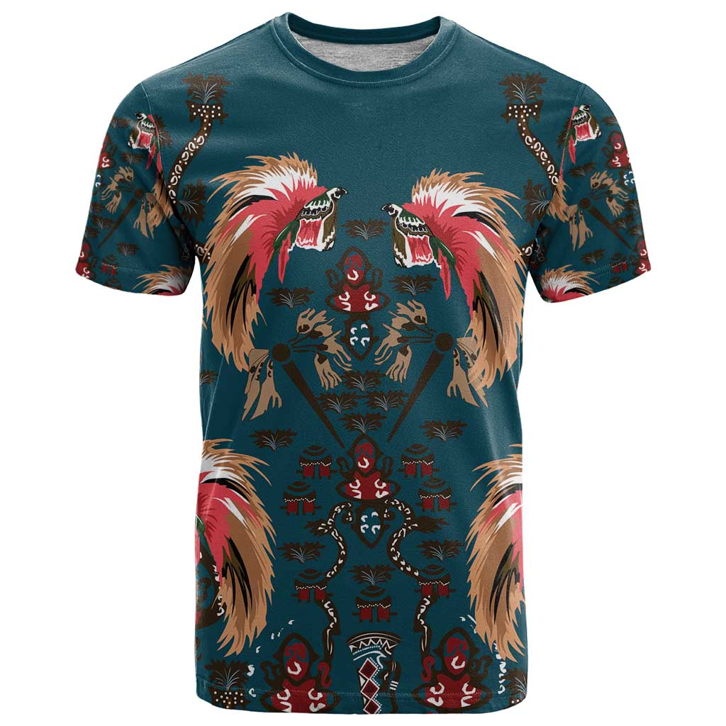 Dark Cyan Blue Bird of Batik Papua T Shirt Exotic Natural Wealth of Papua - Polynesian Pride