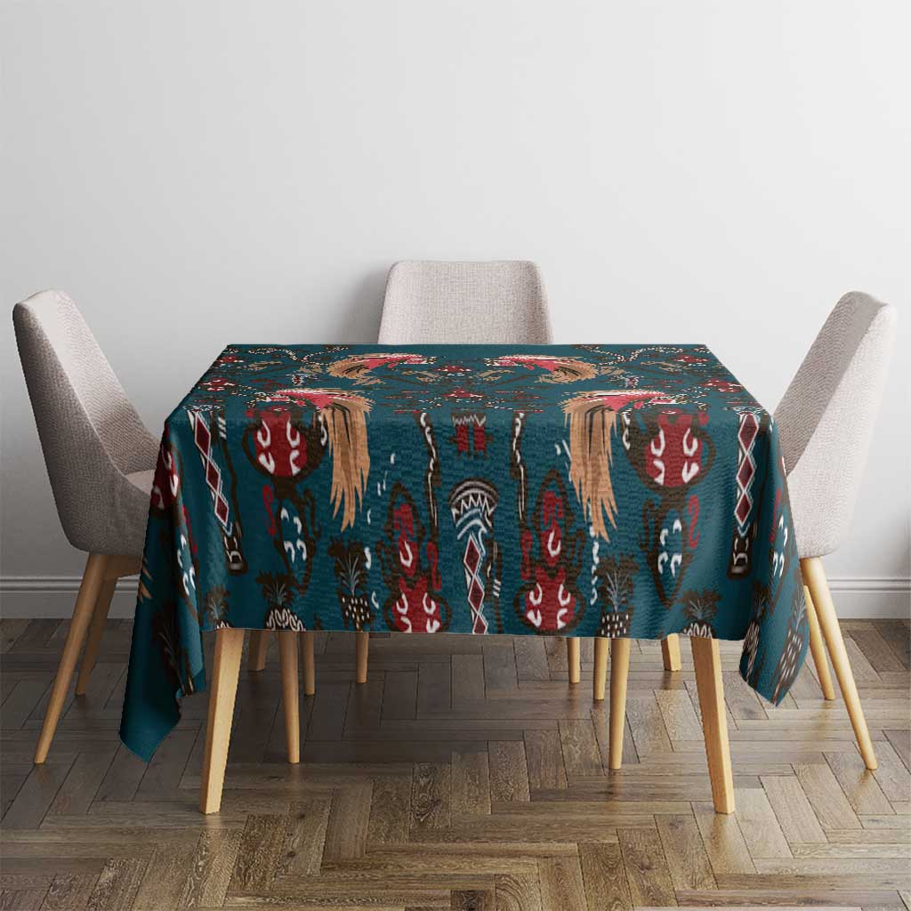 Dark Cyan Blue Bird of Batik Papua Tablecloth Exotic Natural Wealth of Papua LT9 - Polynesian Pride