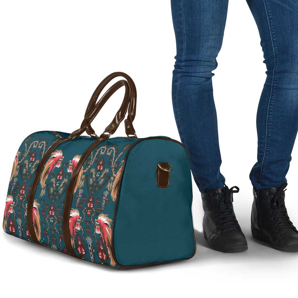 Dark Cyan Blue Bird of Batik Papua Travel Bag Exotic Natural Wealth of Papua - Polynesian Pride