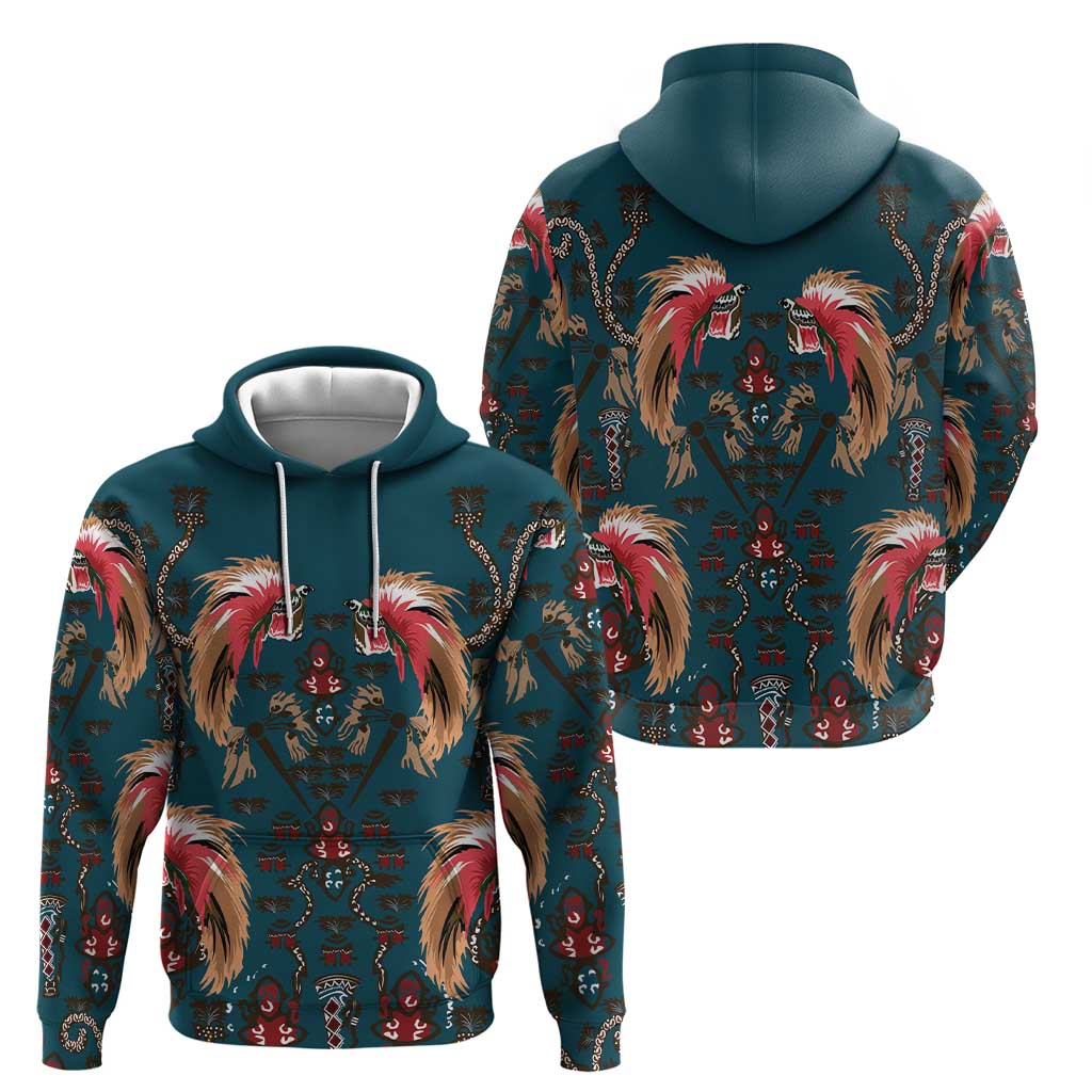 Dark Cyan Blue Bird of Batik Papua Zip Hoodie Exotic Natural Wealth of Papua - Polynesian Pride
