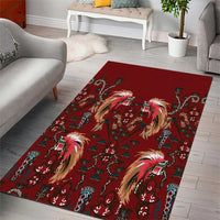 Oxblood Bird of Batik Papua Area Rug Exotic Natural Wealth of Papua - Polynesian Pride