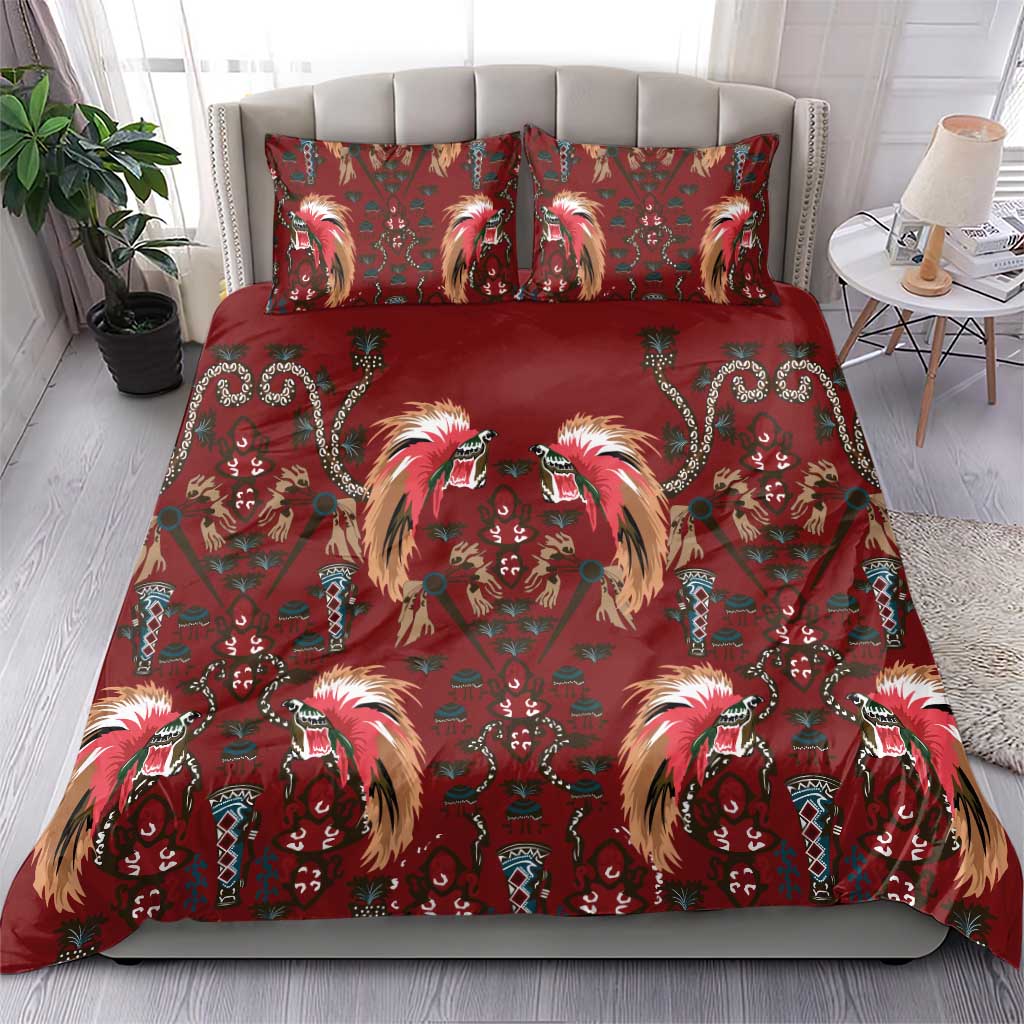Oxblood Bird of Batik Papua Bedding Set Exotic Natural Wealth of Papua - Polynesian Pride