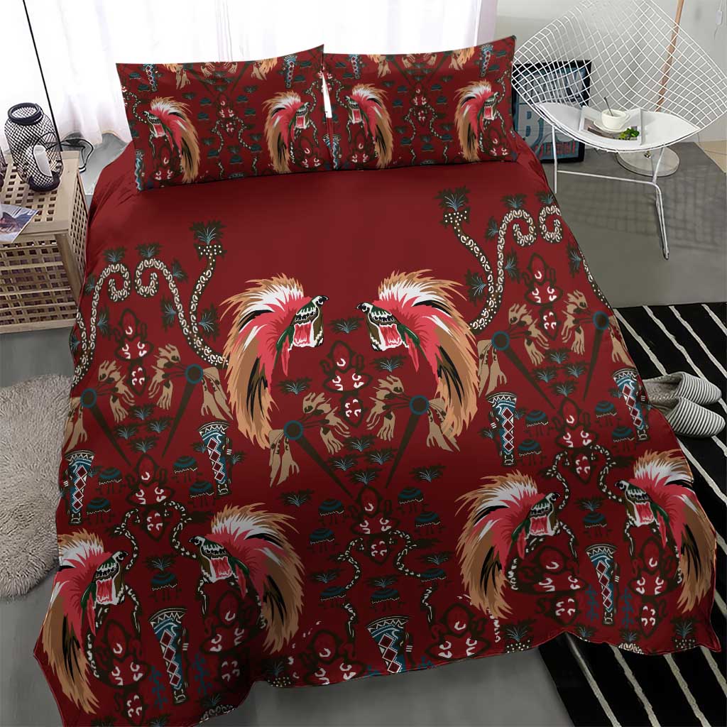 Oxblood Bird of Batik Papua Bedding Set Exotic Natural Wealth of Papua - Polynesian Pride