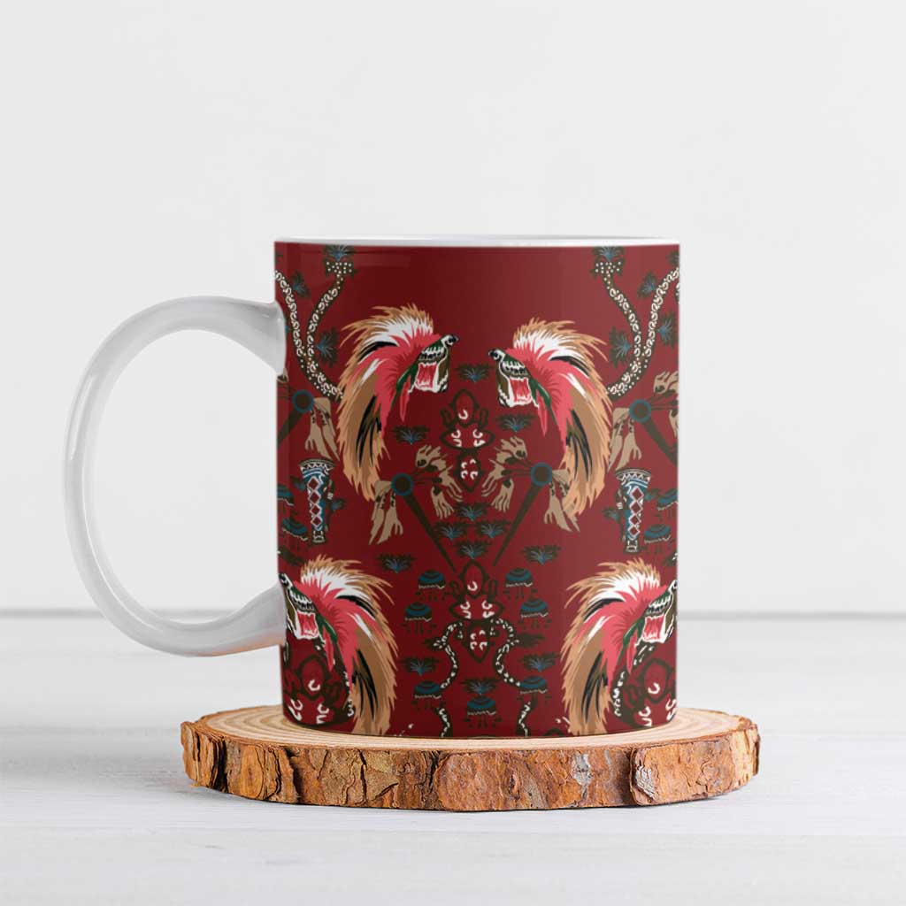 Oxblood Bird of Batik Papua Ceramic Mug Exotic Natural Wealth of Papua - Polynesian Pride