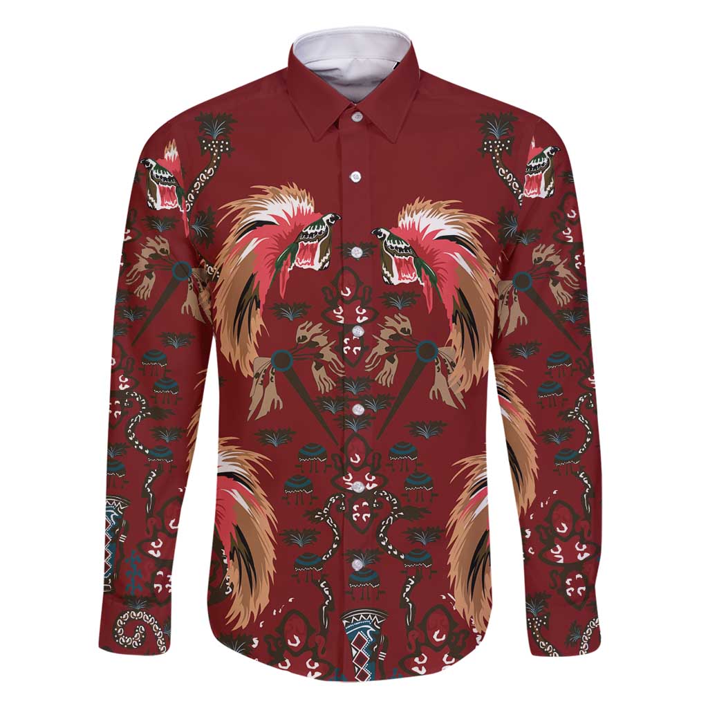 Oxblood Bird of Batik Papua Family Matching Mermaid Dress and Hawaiian Shirt Exotic Natural Wealth of Papua - Polynesian Pride