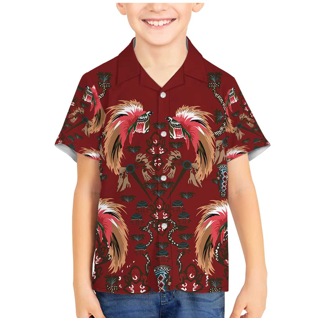 Oxblood Bird of Batik Papua Family Matching Mermaid Dress and Hawaiian Shirt Exotic Natural Wealth of Papua - Polynesian Pride
