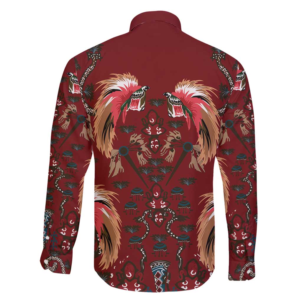 Oxblood Bird of Batik Papua Family Matching Puletasi and Hawaiian Shirt Exotic Natural Wealth of Papua - Polynesian Pride
