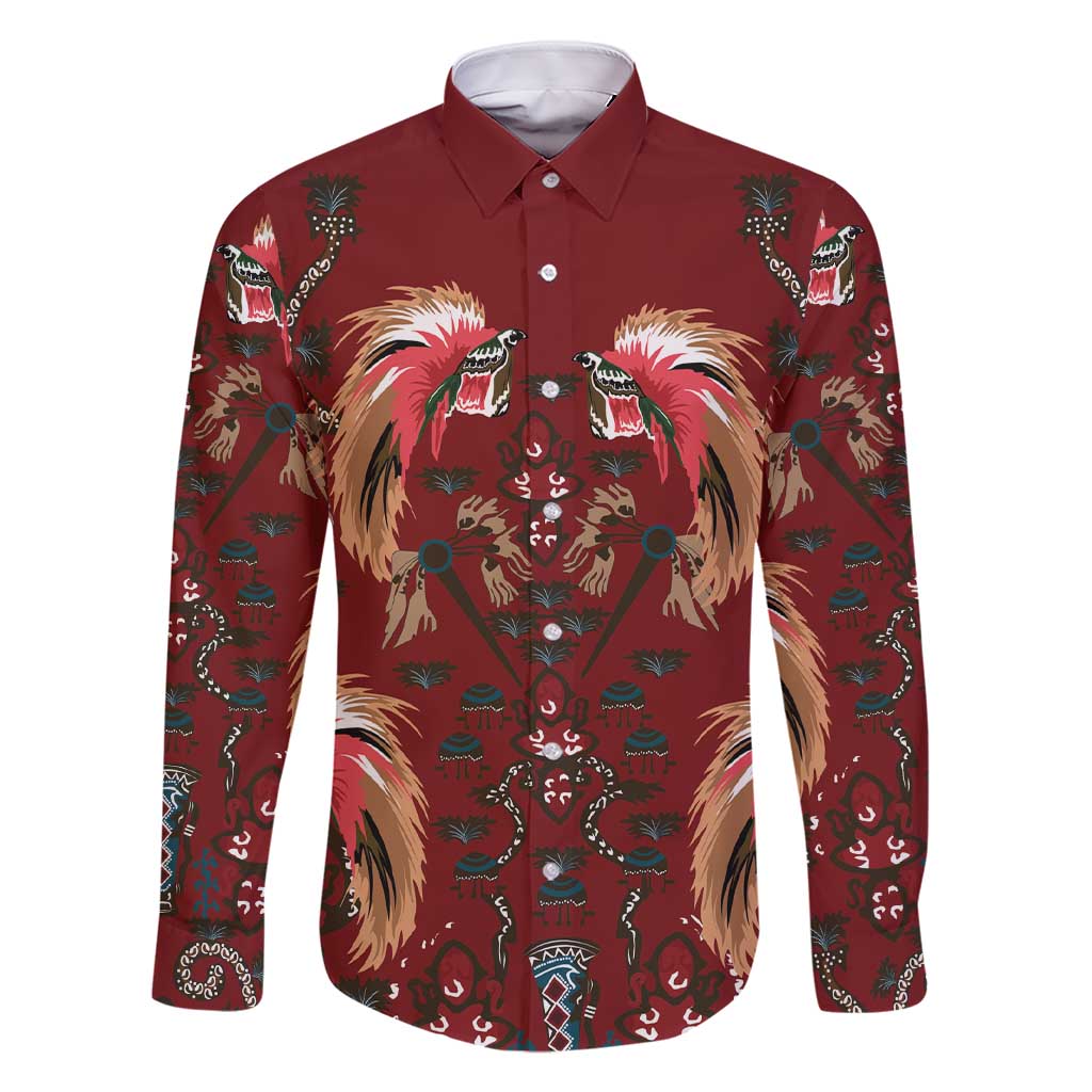 Oxblood Bird of Batik Papua Family Matching Short Sleeve Bodycon Dress and Hawaiian Shirt Exotic Natural Wealth of Papua - Polynesian Pride